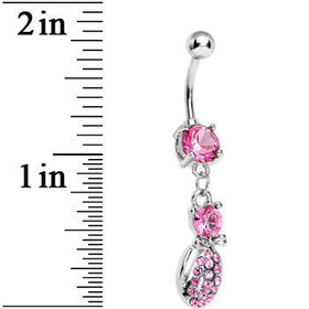 Pink Gem Lady Bug Luck Dangle Belly Ring
