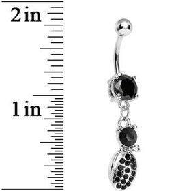 Black Gem Lady Bug Luck Dangle Belly Ring