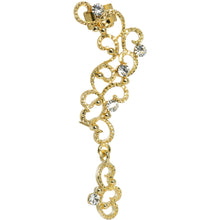 18K Gold Plated Clear Gem Hidden Hearts Dangling Wrap Ear Cuff