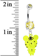 Yellow Gem Yellow Neon Adorable Baby Tiger Dangle Belly Ring