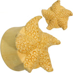 7/8 Organic Crocodile Wood Starfish Treasure Hand Carved Plug Set