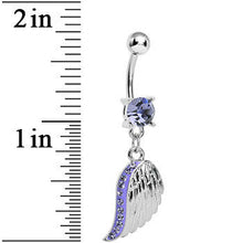 Purple Gem Shimmering Angel Wing Dangle Belly Ring