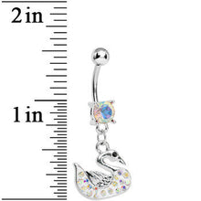 Aurora Gem Paved Aurora Swan Dangle Belly Ring