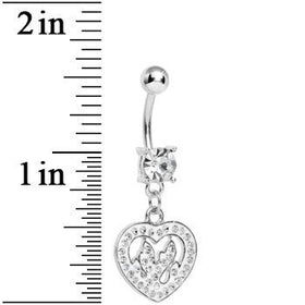 Crystalline Gem Paved Fiery Heart Dangle Belly Ring