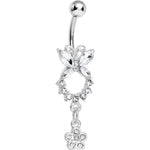 Clear Gem Hollow Eternity Butterfly Dangle Belly Ring