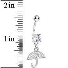 Crystalline Gem Paved April Showers Umbrella Dangle Belly Ring