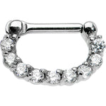 14G 1/4 Surgical Steel Clear CZ Septum Clicker