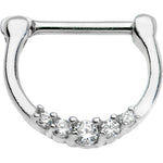 16G 5/16 Surgical Steel Clear CZ Septum Clicker
