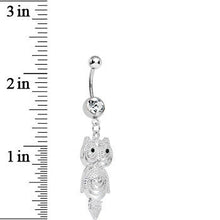 Crystalline Gem Pensive Owl Dangle Belly Ring