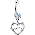 Double Clear Gem Sexy Devil Heart Dangle Belly Ring
