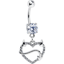 Double Clear Gem Sexy Devil Heart Dangle Belly Ring