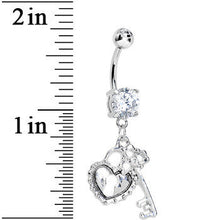 Clear Gem Key to Unlock My Heart Dangle Belly Ring