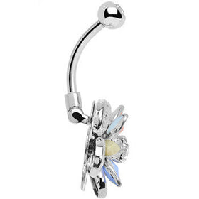 Multi Clear Gem Bursting Blossom Flower Belly Ring
