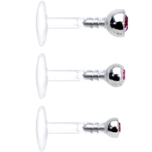 16G 1/4 Pink Gem Bioplast Triple Forward Helix Barbell 3 Pack Set