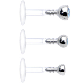 16G 1/4 Aqua Gem Bioplast Triple Forward Helix Barbell 3 Pack Set