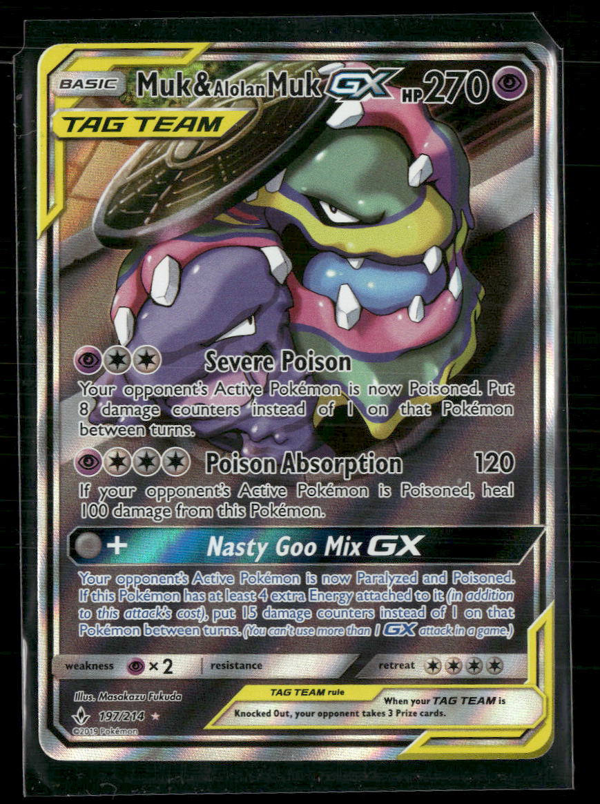 SM - Unbroken Bonds Muk & Alolan Muk GX (197) (Full Art) #197/214