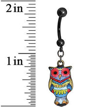 Red Flower Power Artistic Owl Dangle Belly Ring