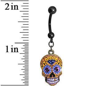 Bling is the Thing Sugar Skull Dangle Belly Ring