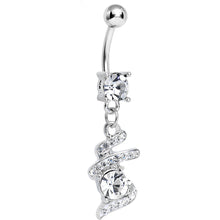 Clear Gem Falling Waters Swirl Drop Dangle Belly Ring
