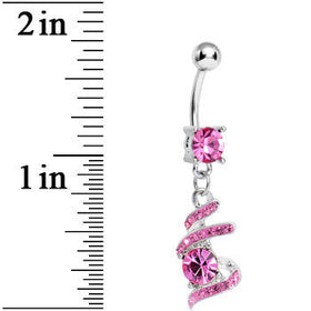 Pink Gem Falling Waters Swirl Drop Dangle Belly Ring