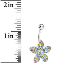 Multi Gem Magnificent Paved Flowering Starfish Belly Ring