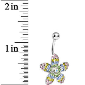 Multi Gem Magnificent Paved Flowering Starfish Belly Ring