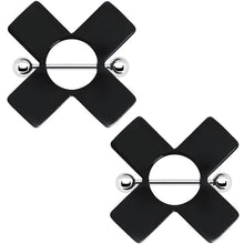 14G Black Acrylic X Nipple Shield Set