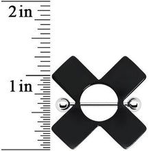 14G Black Acrylic X Nipple Shield Set