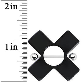 14G Black Acrylic X Nipple Shield Set