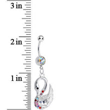 Aurora Multi Gem Sophisticated Swan Dangle Belly Ring