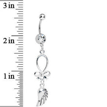 Clear Gem Bowtie and Angel Wing Dangle Belly Ring