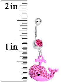 Pink Gem Pink Wacky Whale Dangle Belly Ring