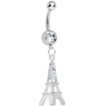 Clear Gem Elegant Eiffel Tower Dangle Belly Ring