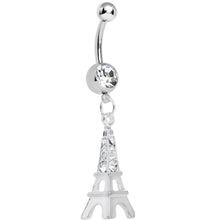 Clear Gem Elegant Eiffel Tower Dangle Belly Ring