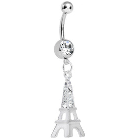 Clear Gem Elegant Eiffel Tower Dangle Belly Ring