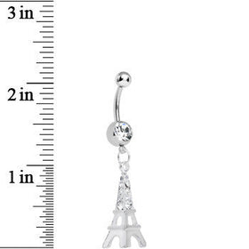 Clear Gem Elegant Eiffel Tower Dangle Belly Ring