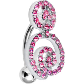 Pink Gem Sweet Swirls Top Mount Belly Ring