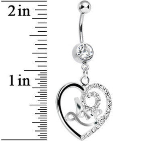 Crystalline Gem Gleaming Love Heart Dangle Belly Ring