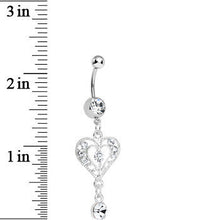 Crystalline Gem Drops of Love Heart Dangle Belly Ring