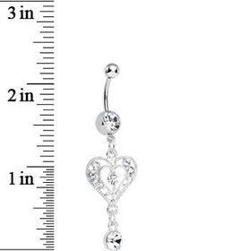 Crystalline Gem Drops of Love Heart Dangle Belly Ring