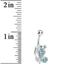 Aqua Gem Shy Butterfly Belly Ring