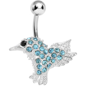 Aqua Gem As the Crow Flies Bird Belly Ring