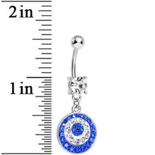 Crystalline Blue Gem Paved Glittering Circles Dangle Belly Ring