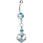 Aqua Gem Glamorous Nautical Anchor Dangle Belly Ring