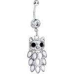 Crystalline Gem Dressed Up Owl Dangle Belly Ring