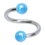 16G 5/16 Iridescent Light Blue Acrylic Ball Spiral Twister Ring