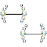 14G 5/8 Aurora Gem Steel Round Quintent Nipple Barbell Set