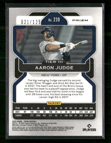 2022 Panini Prizm Lime Green Prizm Aaron Judge #/125 #239
