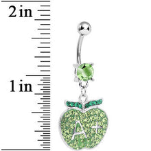 Green Gem Teacher Gets an Apple Dangle Belly Ring