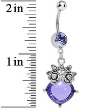 Purple Gem Luminous Orb Victorian Roses Dangle Belly Ring